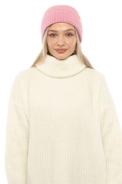 Yünlü Kışlık Unisex Fitilli Bere - Pudra Pembe