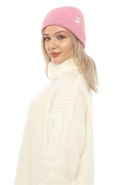 Yünlü Kışlık Unisex Fitilli Bere - Pudra Pembe