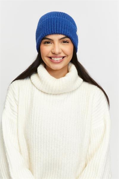 Yünlü Kışlık Unisex Fitilli Bere - Saks Mavi