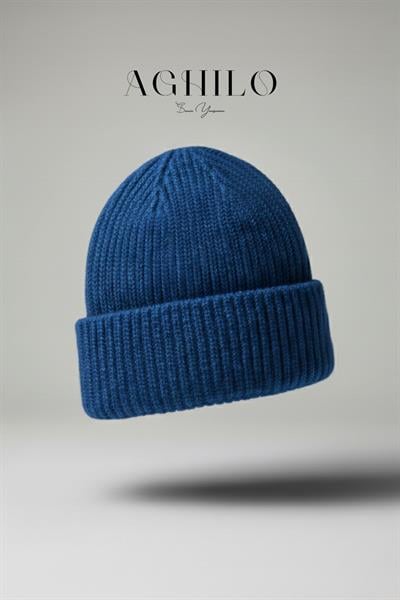 Yünlü Kışlık Unisex Fitilli Bere - Saks Mavi