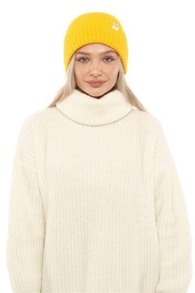 Yünlü Kışlık Unisex Fitilli Bere - Sarı