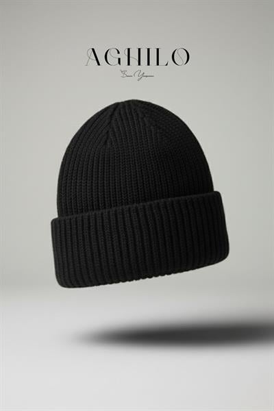 Yünlü Kışlık Unisex Fitilli Bere - Siyah