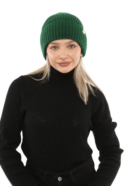 Yünlü Kışlık Unisex Fitilli Bere - Yeşil