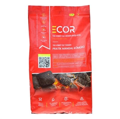 Ecor Hızlı Yak Mangal Kömürü 1,5 Kg