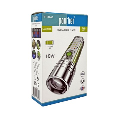 Panther PT-8440 USB Şarjlı El Feneri Lazer Led
