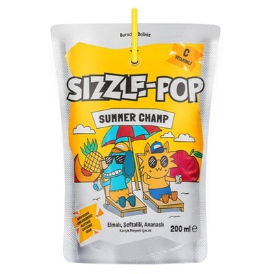 Sizzle Pop Summer Champ 200 Ml Meyveli İçecek x20 li Koli