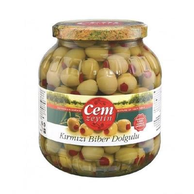 Cem Yeşil Zeytin Biberli 1700 CC Cam Kavanoz 201-260 x6 lı Koli