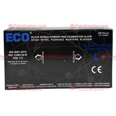 Eco Siyah Nitril Eldiven Large 100 lü