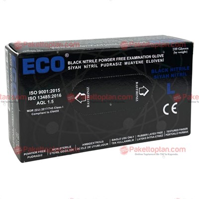 Eco Siyah Nitril Eldiven Large 100 lü
