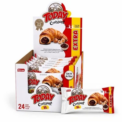 Elvan Today Kruvasan XL Çikolatalı 62 Gr x24 lü Paket