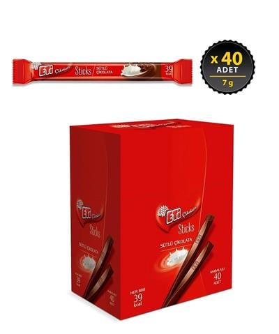 Eti Çikolata Sticks Sütlü 7 Gr  x40 lı Paket