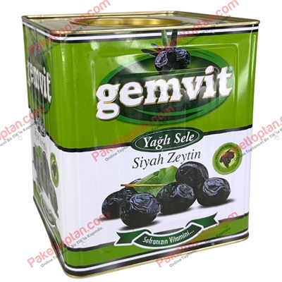 Gemvit Gurme Siyah Zeytin Yağlı 10 Kg Teneke 201-230 Kalibre
