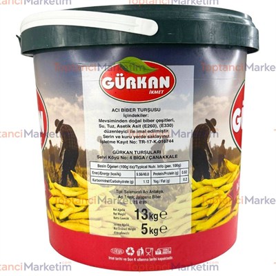 Gürkan 13 Kg (Net 5 Kg) Yakan Biber Turşusu