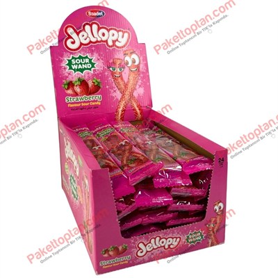 Jellopy Sour Wand Strawberry 25 Gr x24 lü Paket
