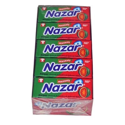 Nazar 5 li Karpuz Aromalı Şekersiz Sakız x20 li Paket
