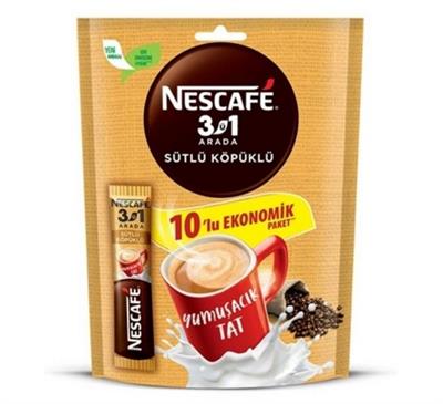 Nescafe 10 lu Poşet 3in 1 Sütlü Köpüklü 17,4 Gr