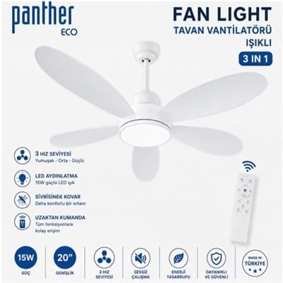 Panther Vantilatör 20 inç / Led Ampul 15 Watt