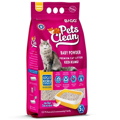 Pets Clean Kedi Kumu 5 Lt Pudra Kokulu