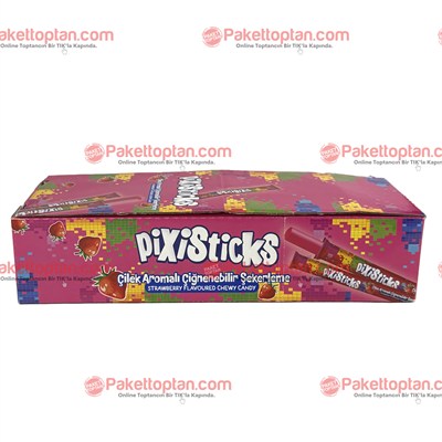 Pixisticks Çilek Aromalı 22 Gr Çiğnenebilir Şeker x24 lü Paket