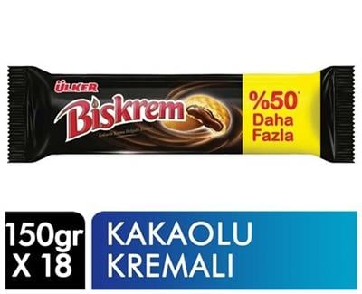 Ülker Biskrem 150 Gr %50 Daha Fazla Kakaolu Bisküvi x18 li Koli