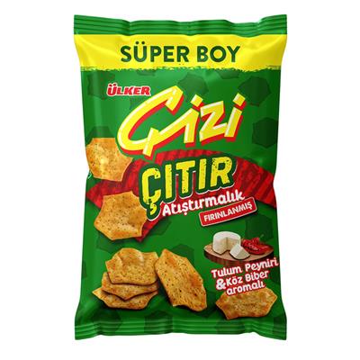 Ülker Çizi Çıtır Atıştırmalık Süper Boy 120 Gr Tulum Peynir ve Köz Biber x10 lu Koli