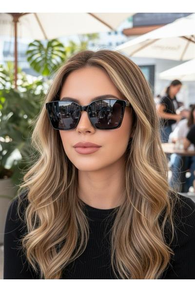 Gentle Siyah Unisex Kadın Erkek Büyük Köşeli Güneş Gözlüğü Unisex 63 Ekartman
