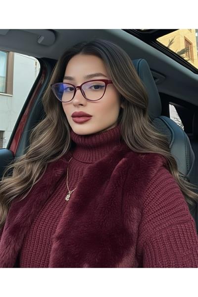 Venny Bordo Cat Eye Mavi Işık Korumalı Camı Değişir Gözlük | 56 Ekartman
