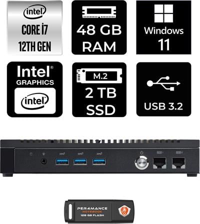 Asus PL64 Intel Core I7 1255U 48GB 2tb SSD W11P Mini Pc & Per4 USB Bellek PL64P444
