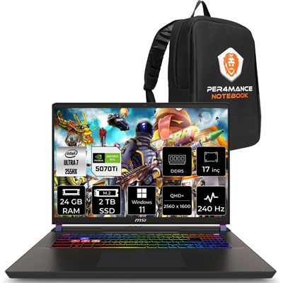 Msı Vector 17 Hx Aı Intel Core Ultra 7 255HX 24GB 2TB SSD RTX5070TI/12GB 140W 17