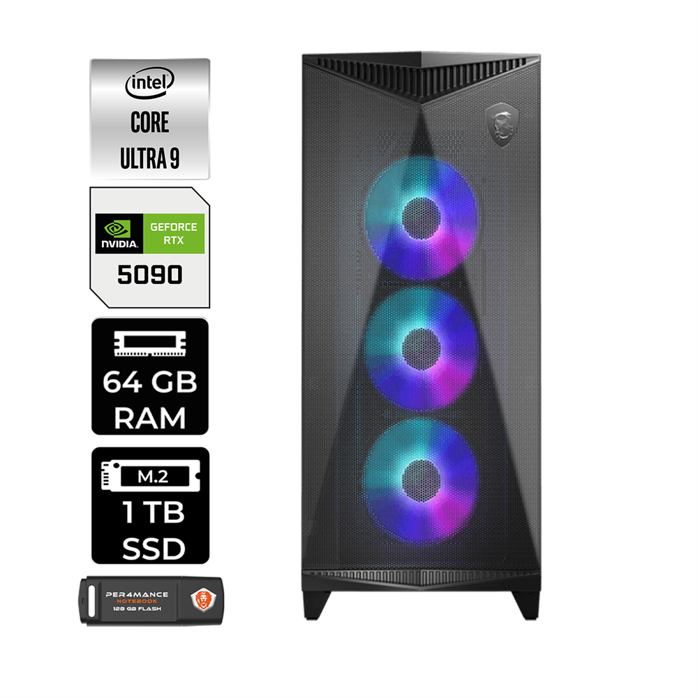 PER4MANCE Zeus Intel Core Ultra 9 285K 48GB Ddr5 Ram 8(4+4)Tb M2