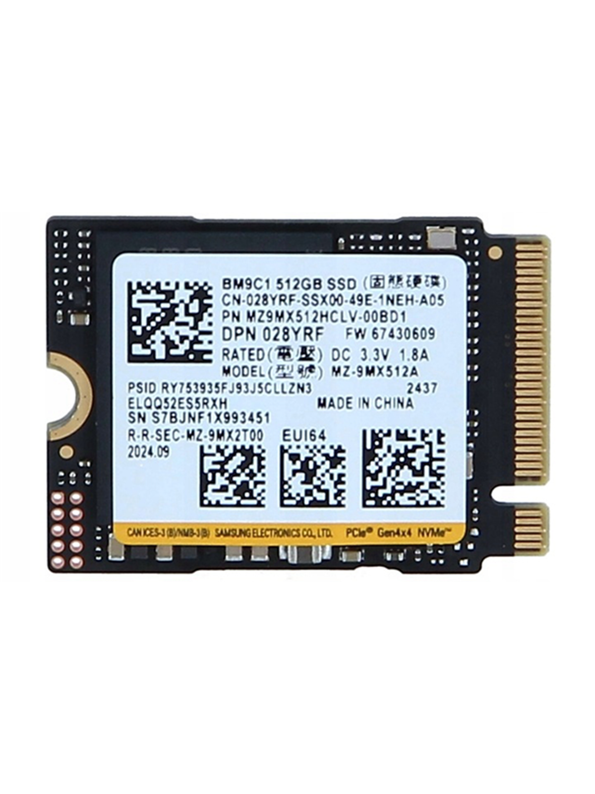 SAMSUNG SSD 512GB 2230 PCIe Gen4✕4 NVMe Samsung BM9C1 512GB 2230 M.2 NVMe SSD - OEM [KUTUSUZ] | Per4mance