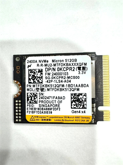 Micron 2400A 512GB 2230 M.2 NVMe SSD - OEM [KUTUSUZ] | Per4mance