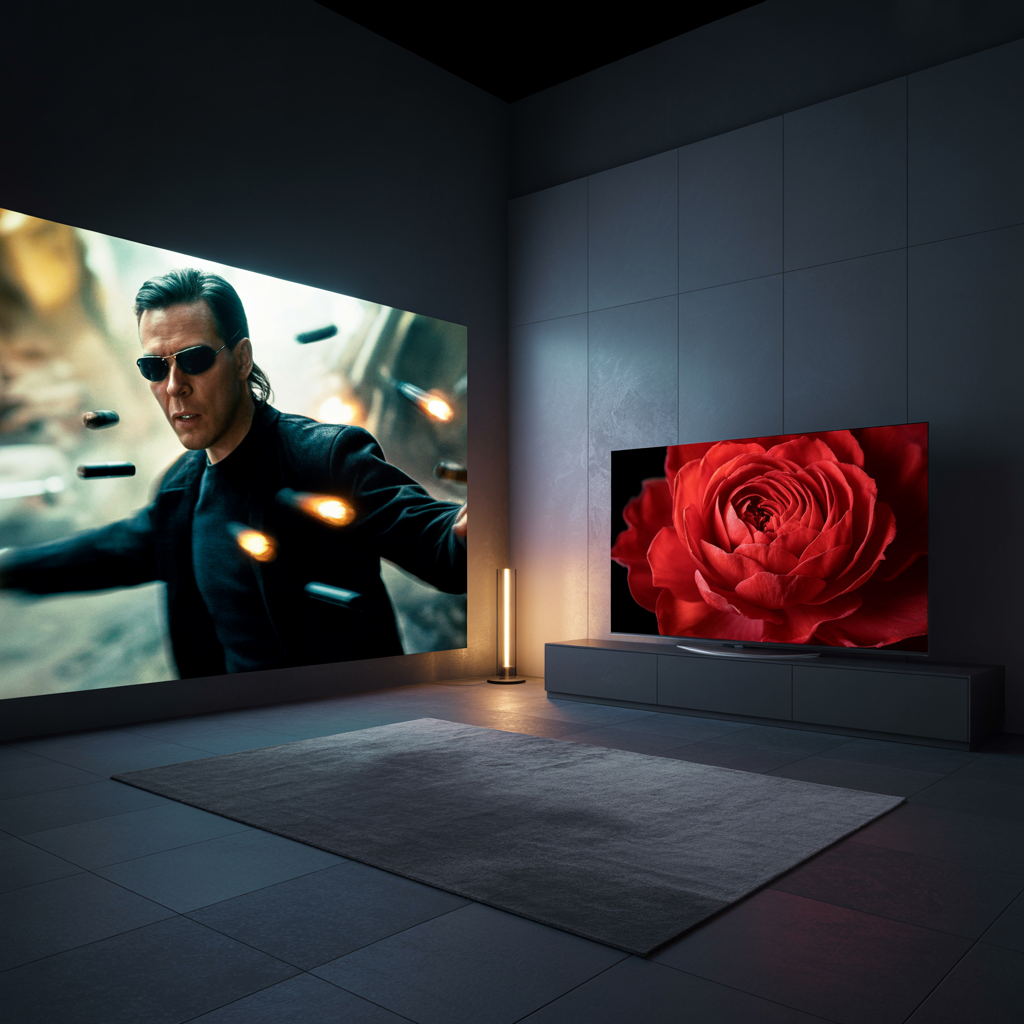 Projeksiyon cihazı ve büyük ekran TV karşılaştırması, ev sineması kurulumu ve görüntü kalitesi
