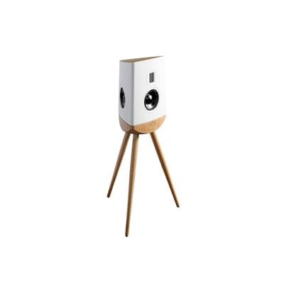 Lyngdorf Cue-100 Bookshelf Hoparlörler Beyaz Kabin Meşe Taban Çift