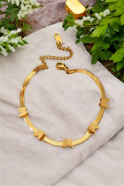  Ezme Italyan Zincirli Kelebek Stil Gold Bileklik