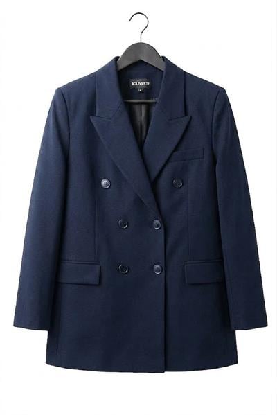 Kadın Oversize Düğmeli Blazer Ceket Lacivert