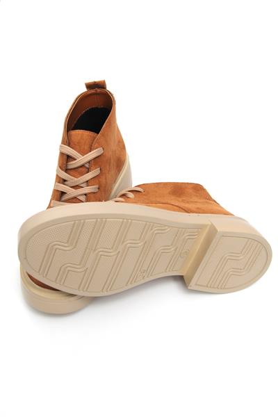 Bağcıklı Kadın Süet Bot Taba