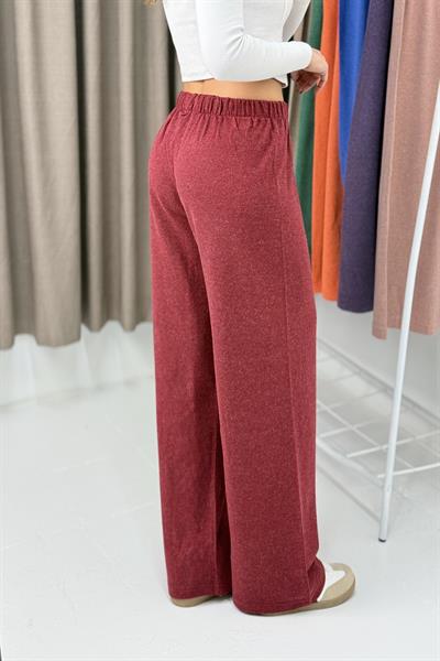Kadın Triko Bordo Salaş Pantolon  