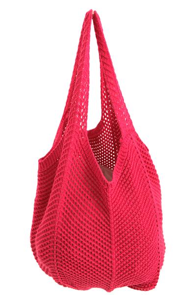 Omuz Askılı Triko Çanta Fuşya