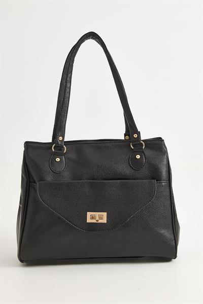 Ön Cepli Fermuarlı Kadın Çanta Siyah