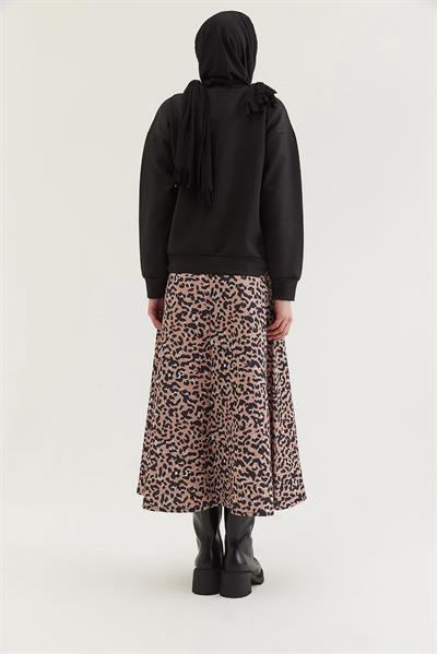 Leoparlı Etekli Scuba İkili Takım Siyah