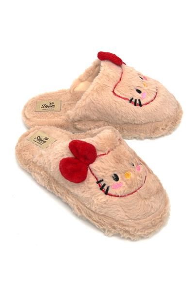 Hello Kitty Figürlü Kadın Ev Terliği Vizon