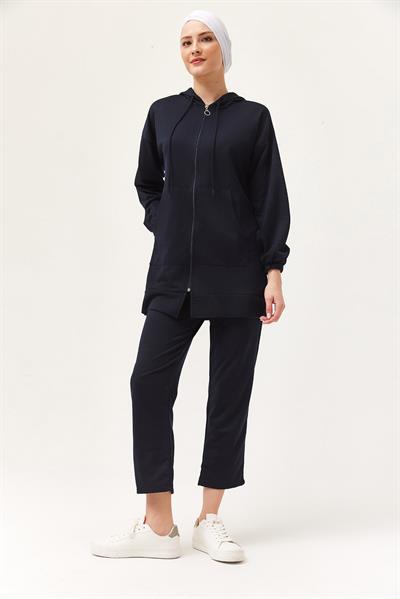 Kadın Kapüşonlu Fermuarlı İkili Takım Laci