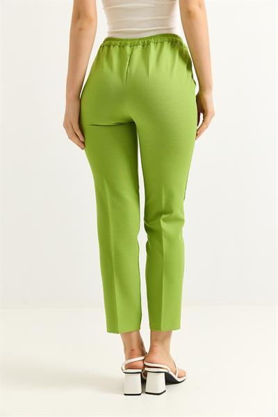 Beli Lastikli Kısa Paça Double Krep Pantolon Açık Yeşil