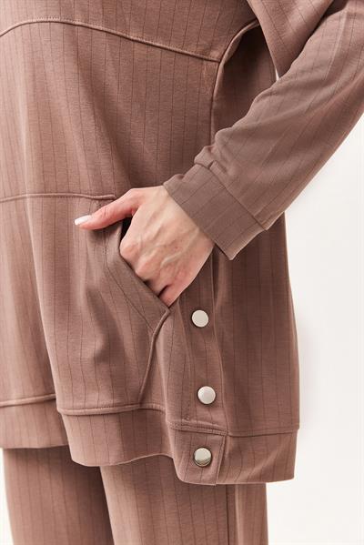 Çıtçıt Detay Kapüşonlu İkili Takım Kahverengi