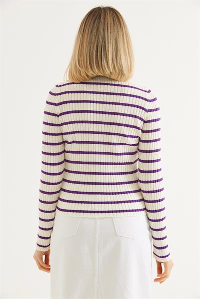 Yarım Balıkçı Yaka  Mevsimlik Triko Kazak Mor