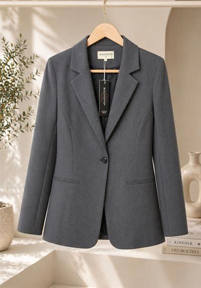 Kadın Oversize Tek Düğmeli Blazer Ceket Antrasit