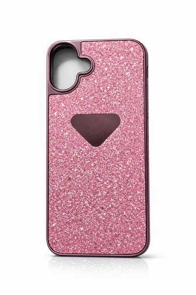 İphone 16 Plus Uyumlu   Parlak Taşlı Premium Kılıf Pembe