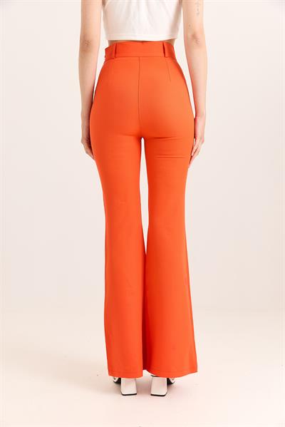 Yüksel Bel Çımalı  İspanyol Paça Pantolon  Nar