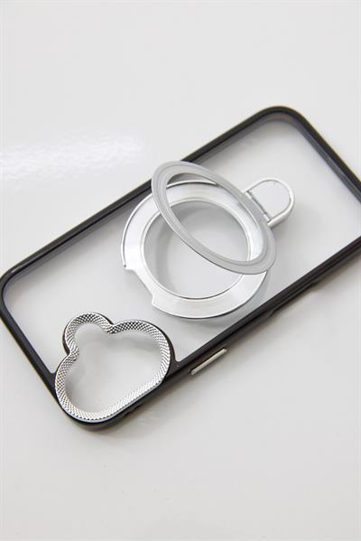 İphone 16 Uyumlu Magsafe Dönebilen Halkalı Kılıf Lens Korumalı Gri